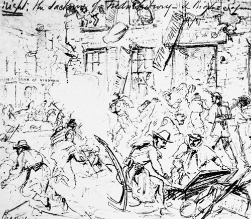 Civil War: Fredericksburg. /Nunion Troops Sacking The Town Of Fredericksburg, Virginia, After The Bombardment And Battle, 13 December 1862. Sketch By An Artist At The Front. Poster Print by Granger Collection - Item # VARGRC0101497