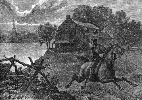 Paul Revere'S Ride. /Npaul Revere'S Ride From Boston To Lexington, Massachusetts, 18 April 1775. Line Engraving, 19Th Century. Poster Print by Granger Collection - Item # VARGRC0015463