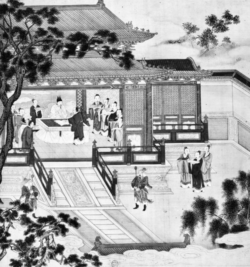 China: Emperor & Scholars. /Nxuan Di, Western Han Emperor Of China (74-49 B.C.), Conferring With Scholars At His Court. Chinese Painting, 18Th Century. Poster Print by Granger Collection - Item # VARGRC0120413