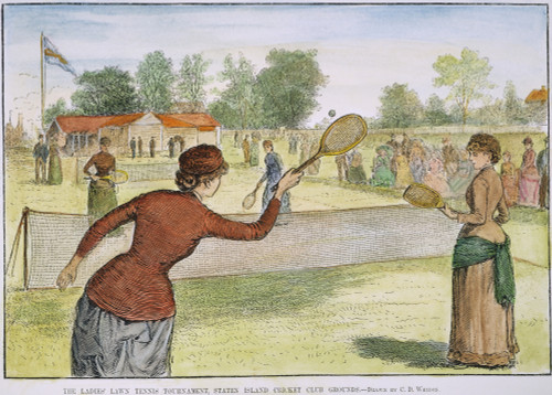 Ladies' Lawn Tennis, 1883. /Nladies' Lawn Tennis Tournament At The Cricket Club Of Staten Island, New York. Wood Engraving, 1883. Poster Print by Granger Collection - Item # VARGRC0053758
