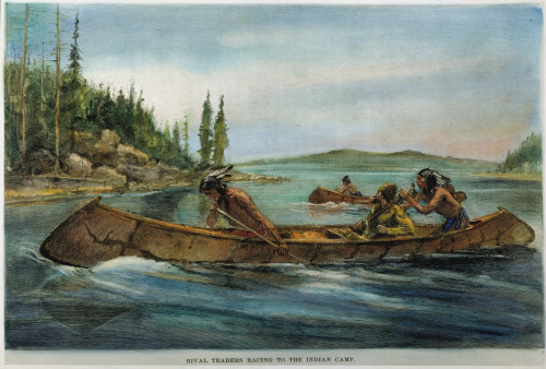 Rival Fur Traders./Nracing To The Native American Camp. Illustration By Frederic Remington. Poster Print by Granger Collection - Item # VARGRC0008582