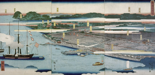Japan: Yokohama, 1861. /Nview Of The Harbor At Yokohama. Woodblock Print, 1861, By Ando Hiroshige. Poster Print by Granger Collection - Item # VARGRC0103405