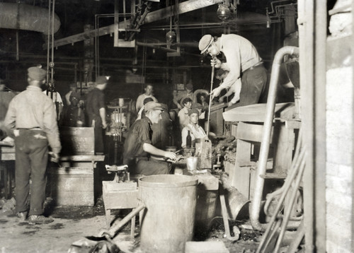 Hine: Glass Blowers, 1909. /Nmen Working The Night Shift At The Cumberland Glass Works In Bridgeton, New Jersey. Photograph By Lewis Hine, 1909. Poster Print by Granger Collection - Item # VARGRC0117864