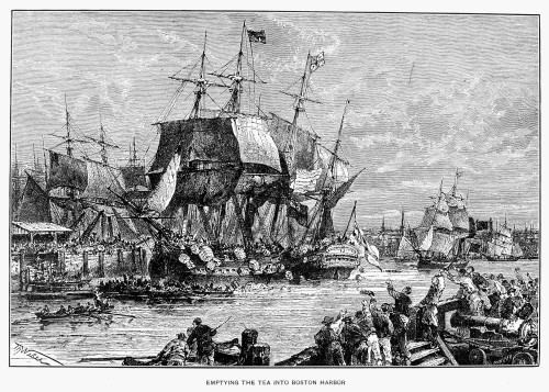 Boston Tea Party, 1773. /Nemptying The Tea Into Boston Harbor, 16 December 1773. Engraving, 19Th Century. Poster Print by Granger Collection - Item # VARGRC0030355