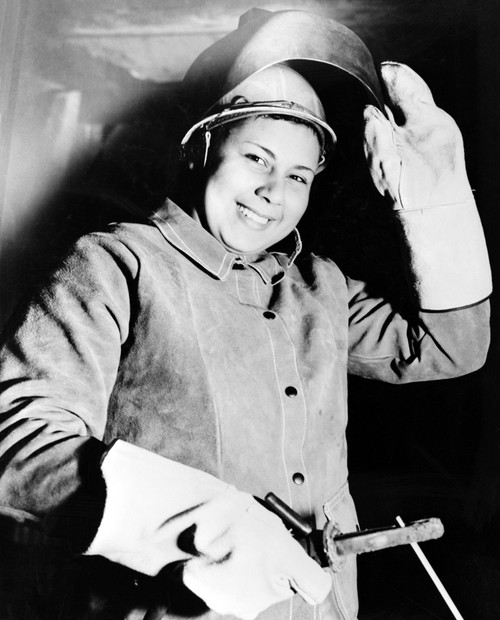 New Jersey: Welder, C1943. /Npetrina Moore, A Cherokee Native American, And A Welder At The Todd Hoboken Dry Dock In New Jersey. Photograph By Alfred Palmer, C1943. Poster Print by Granger Collection - Item # VARGRC0114342