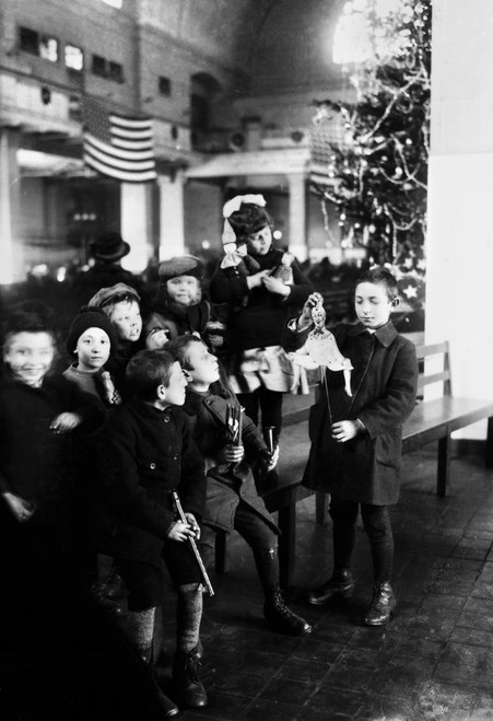 Ellis Island: Christmas. /Ngroup Of Immigrant Children Celebrating Christmas In The Registry Room At Ellis Island, New York City. Photograph, 1920. Poster Print by Granger Collection - Item # VARGRC0117570