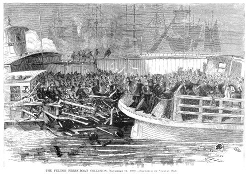 Fulton Ferry Boat, 1868. /Nthe Fulton Ferry Boat Collision In New York City On 14 Novermber 1868. Wood Engraving From A Contemporary American Newspaper. Poster Print by Granger Collection - Item # VARGRC0068459