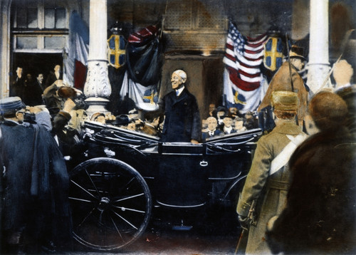 Woodrow Wilson In Paris. /Npresident Woodrow Wilson (1856-1924) In Paris For Preliminary Peace Talks After The End Of World War I: Oil Over A Photograph, Probably December 1918. Poster Print by Granger Collection - Item # VARGRC0066632
