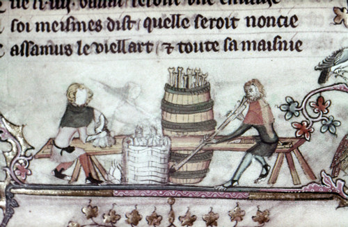 Workers, 14Th Century. /Nmen At Work, Perhaps Making Longbows. Detail Of An Illumination By Jehan De Grise In The 'Romance Of Alexander,' C1340. Poster Print by Granger Collection - Item # VARGRC0116821 Workers, 14Th Century. /Nmen At Work, Perhaps Making Longbows. Detail Of An Illumination By Jehan De Grise In The 'Romance Of Alexander,' C1340. Poster Print by Granger Collection - Item # VARGRC0116821