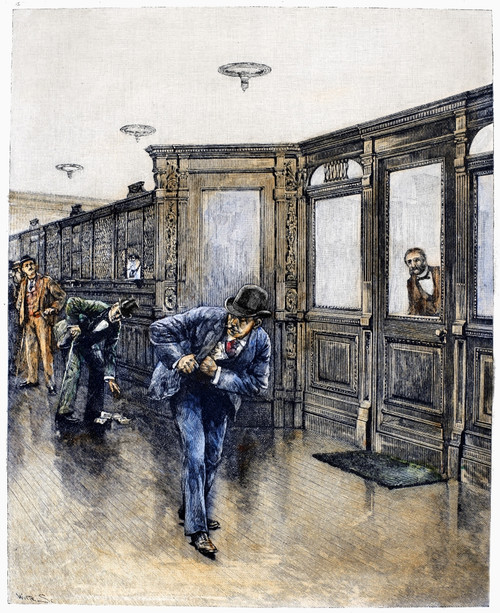 Bank Robber, 1890. /Na Thief In A New York Bank. Wood Engraving, American, 1890. Poster Print by Granger Collection - Item # VARGRC0101543