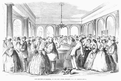 Saratoga Springs, 1859. /Ntaking The Waters And Socializing At Saratoga Springs, New York. Wood Engraving, American, 1859. Poster Print by Granger Collection - Item # VARGRC0088565 Saratoga Springs, 1859. /Ntaking The Waters And Socializing At Saratoga Springs, New York. Wood Engraving, American, 1859. Poster Print by Granger Collection - Item # VARGRC0088565