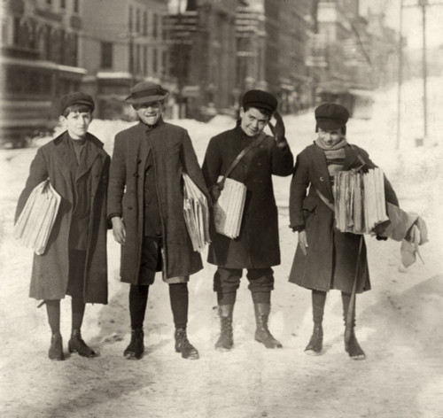 Hine: Newsboys, 1910. /Na Group Of Newsboys Standing In The Snow, Albany, New York. Photograph By Lewis Hine, February 1910. Poster Print by Granger Collection - Item # VARGRC0166708 Hine: Newsboys, 1910. /Na Group Of Newsboys Standing In The Snow, Albany, New York. Photograph By Lewis Hine, February 1910. Poster Print by Granger Collection - Item # VARGRC0166708