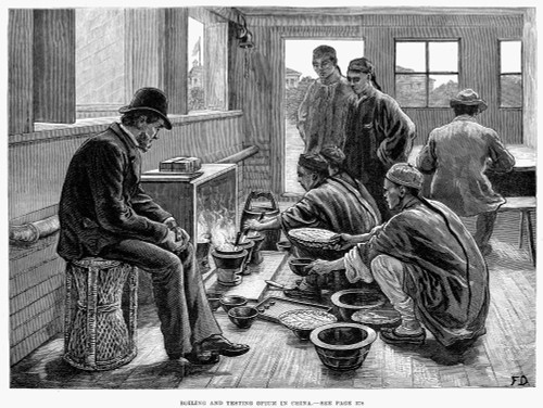 China: Boiling Opium, 1881. /Nboiling And Testing Opium In China. Line Engraving, 1881. Poster Print by Granger Collection - Item # VARGRC0015585