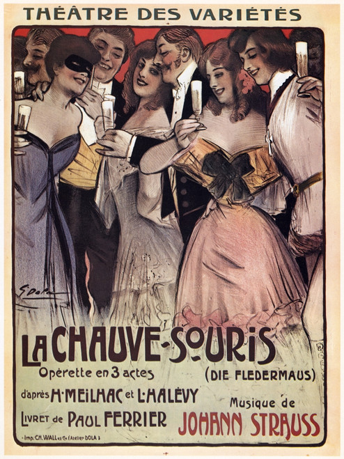 Strauss: Die Fledermaus. /Nfrench Lithograph Poster For Johann Strauss' Operetta, 'Die Fledermaus', 1904. Poster Print by Granger Collection - Item # VARGRC0030912