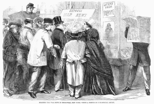 New York: War News, 1861. /Nreading The News Of The Civil War On Broadway, New York. Wood Engraving, 1861. Poster Print by Granger Collection - Item # VARGRC0092178
