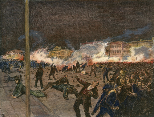 Haymarket Riot, 1886. /Nriot At Chicago, 4 May 1886. Contemporary Color Engraving. Poster Print by Granger Collection - Item # VARGRC0010843