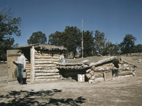 New Mexico: Pie Town, 1940. /Nmr. Leatherman, Homesteader, Coming Out Of His Dugout Home In Pie Town, New Mexico. Photograph By Russell Lee, October 1940. Poster Print by Granger Collection - Item # VARGRC0409559