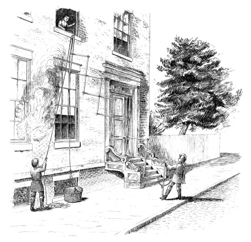 Fire Escape, 1840. /Na Firefighter Using Lazy Tongs To Rescue A Victim In A Burning Building, 1840. Engraving, English, 1840. Poster Print by Granger Collection - Item # VARGRC0266682