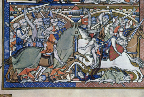 David & Syrians. /Ndavid Attacking The Syrians And Slaying Shobach, Their Captain (2 Samuel 10:15-18.) Illuminated Manuscript, French, From The Morgan Picture Bible, C1250. Poster Print by Granger Collection - Item # VARGRC0025477