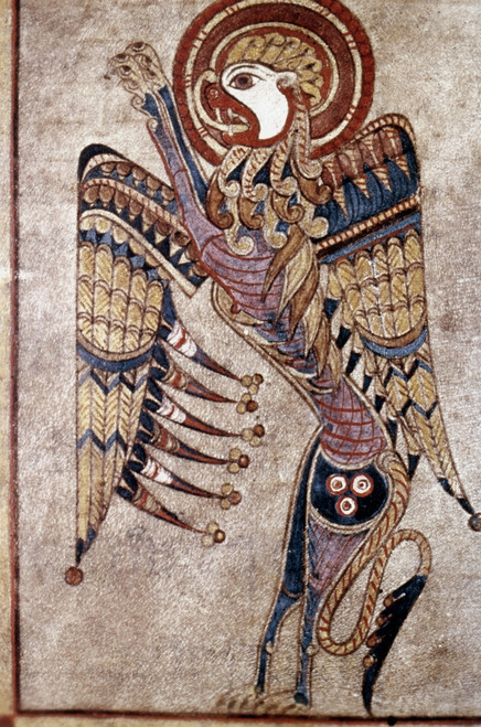 Book Of Kells: Saint Mark. /Nst Mark'S Symbol. Folio 27V Detail. Hiberno-Saxon Manuscript, C800 A.D. Poster Print by Granger Collection - Item # VARGRC0019357