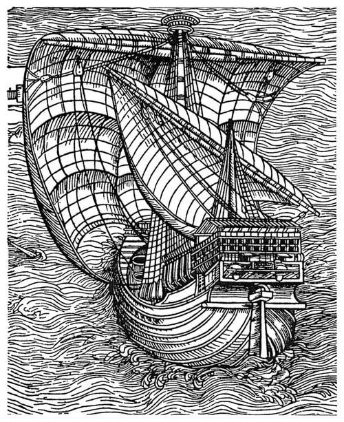 Caravel: Lateen-Sail, 1486. /Nthe Stern Of A Caravel, Showing The Triangular Lateen-Sail. German Woodcut, 1486. Poster Print by Granger Collection - Item # VARGRC0017421