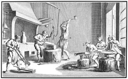Metalwork, 18Th Century. /Nthe Workshop Of A Silversmith Or Goldsmith. Line Engraving, French, 18Th Century. Poster Print by Granger Collection - Item # VARGRC0034732