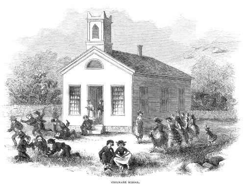 Schoolhouse, 19Th Century. /Nthe Chilmark School On Martha'S Vineyard, Built C1850: Wood Engraving, American, 1860. Poster Print by Granger Collection - Item # VARGRC0074055