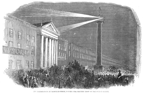 Ireland: Dublin, 1849. /Nthe Illuminations In Sackville Street, Dublin, Ireland. The Electric Light On The Nelson'S Pillar. Line Engraving, 1849. Poster Print by Granger Collection - Item # VARGRC0042300