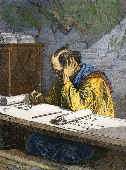 Japanese Scribe. /Na Japanese Calligrapher. Line Engraving, Late 19Th Century, After Alphonse De Neuville. Poster Print by Granger Collection - Item # VARGRC0078625