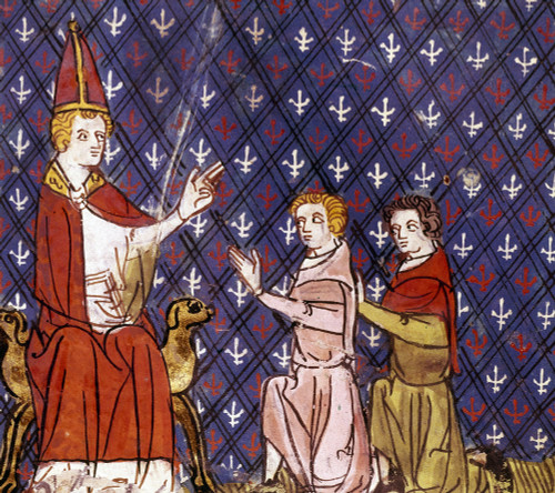 Marco Polo (1254-1324)./Nvenetian Traveler. Marco Polo And His Brother Maffeo In Front Of Teobaldi Visconti (Later Pope Gregory X) At Acre, 1272. Manuscript Illumination, French. Poster Print by Granger Collection - Item # VARGRC0107333