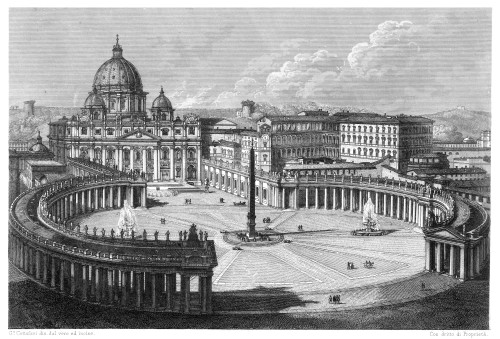 St. Peter'S Square. /Netching And Engraving, Italian, 19Th Century. Poster Print by Granger Collection - Item # VARGRC0032517