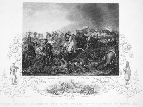 Napoleon I: Waterloo. /Nthe Decisive Charge Of The British Life Guards Against Napoleon'S Army At The Battle Of Waterloo, 18 June 1815. Steel Engraving, English, 19Th Century. Poster Print by Granger Collection - Item # VARGRC0016875