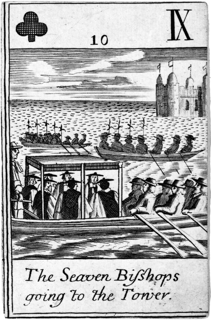 Seven Bishops' Trial, 1688./Nseven Church Of England/Nbishops, Accused Of Seditious Libel, Are Taken To The Tower, 1688. Contemporary English Playing Card. Poster Print by Granger Collection - Item # VARGRC0116342