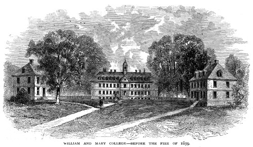 William And Mary College. /Nview Of William And Mary College In Williamsburg, Virginia, Before The Fire Of 1859. Wood Engraving, American, C1875. Poster Print by Granger Collection - Item # VARGRC0113607
