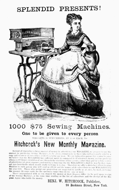 Sewing Machine, 1866. /Namerican Newspaper Advertisement, 1866. Poster Print by Granger Collection - Item # VARGRC0012859