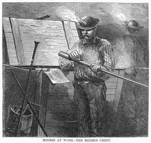 Coal Mining, 1869. /N'Miners At Work - The Miner'S Chest.' Coal Miners In Pennsylvania. Wood Engraving, American, 1869. Poster Print by Granger Collection - Item # VARGRC0096371 Coal Mining, 1869. /N'Miners At Work - The Miner'S Chest.' Coal Miners In Pennsylvania. Wood Engraving, American, 1869. Poster Print by Granger Collection - Item # VARGRC0096371