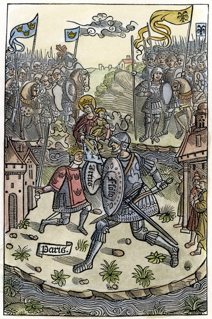 King Arthur Fights A Giant. /Nprotected By The Virgin. Woodcut, French, 1514. Poster Print by Granger Collection - Item # VARGRC0064818