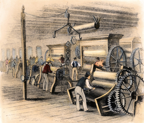 Rubber Mill, 19Th Century. /Na Rubber Grinding Mill. Wood Engraving, 19Th Century. Poster Print by Granger Collection - Item # VARGRC0077211