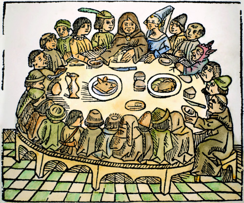The Canterbury Tales, 1483. /Nthe Pilgrims At Table. Engraving From William Caxton'S Second Edition Of Chaucer'S 'Canterbury Tales,' 1483. Poster Print by Granger Collection - Item # VARGRC0084036