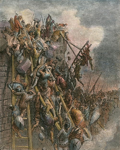 Warfare. /Nwarfare In The Middle Ages. Crusaders Capturing Antioch In 1098. Engraving, 19Th Century, After Gustav Dor_. Poster Print by Granger Collection - Item # VARGRC0007070