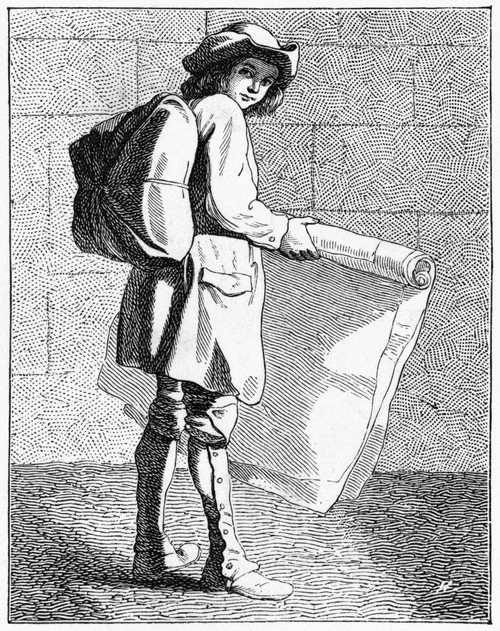 Paris: Street Vendor, C1740. /Na Picture Seller On The Street In Paris, France. Engraving, 1875, After An Etching By Edm_ Bouchardon, C1740. Poster Print by Granger Collection - Item # VARGRC0354406