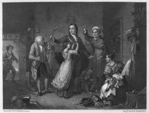 Minuteman, C1776. /Nminuteman Preparing To Leave His Family To Fight The British. Steel Engraving, 19Th Century. Poster Print by Granger Collection - Item # VARGRC0090252