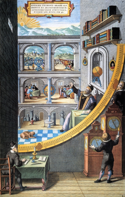 Tycho Brahe (1546-1601). /Ndanish Astronomer. Brahe Surrounded By His Instruments And Assistants In His Castle Of Uraniborg, Denmark. Line Engraving, Early 17Th Century. Poster Print by Granger Collection - Item # VARGRC0007164