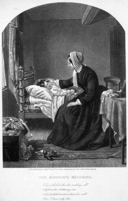 Mother And Child, 1850. /N'The Mother'S Blessing.' Mezzotint By Fritz Edwin Jones, C1850, After A Painting. Poster Print by Granger Collection - Item # VARGRC0033119 Mother And Child, 1850. /N'The Mother'S Blessing.' Mezzotint By Fritz Edwin Jones, C1850, After A Painting. Poster Print by Granger Collection - Item # VARGRC0033119