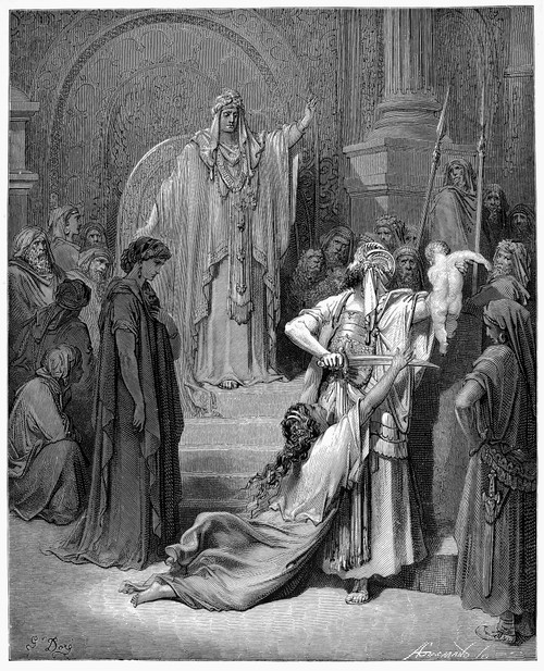 Judgement Of Solomon. /N(1 Kings 3: 24-27). Wood Engraving, 19Th Century, After Gustave Dor_. Poster Print by Granger Collection - Item # VARGRC0099744