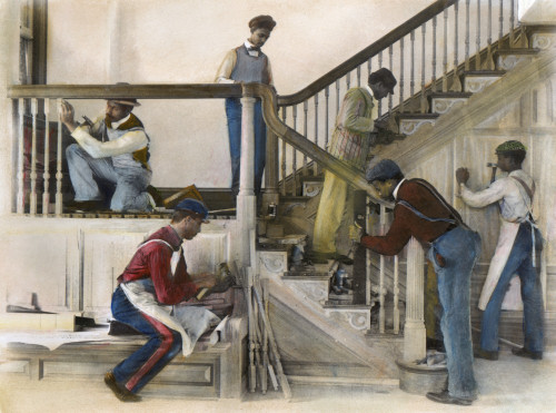 Hampton Institute, 1899. /Nstudents At Work On The Stairway In The Residence Of The Treasurer Of The Hampton Institute, Virginia. Oil Over A Photograph, 1899, By Frances Benjamin Johnston. Poster Print by Granger Collection - Item # VARGRC0064777