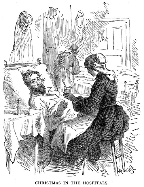 Civil War Hospital. /Nscene In A Union Army Hospital During The American Civil War. Line Engraving, 19Th Century. Poster Print by Granger Collection - Item # VARGRC0037093