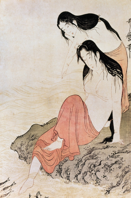 Japan: Abalone Divers. /Ntwo Women Abalone Divers Preparing For Their Next Dive. Woodblock Print By Kitagawa Utamaro, 1797-98. Poster Print by Granger Collection - Item # VARGRC0165645
