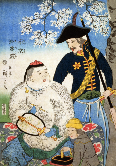 Japan: Chinese Painter. /Na Chinese Man Holding A Paintbrush While An Assistant Mixes Ink And A Russian Military Officer Looks On. Woodblock Print By Hiroshige Utagawa, 1860. Poster Print by Granger Collection - Item # VARGRC0113935
