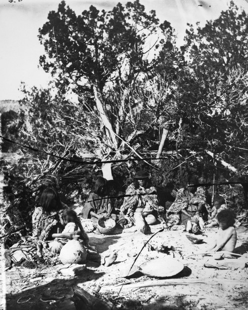 Paiute Camp, C1873. /Na Paiute Family Seated Around A Campfire On The Kaibab Plateau, Near The Grand Canyon In Northern Arizona. Photographed By John K. Hillers, C1873. Poster Print by Granger Collection - Item # VARGRC0174274